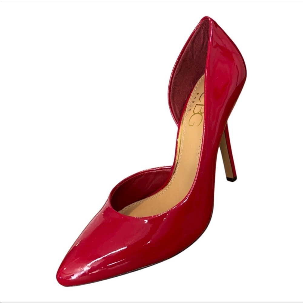 BCBG Paris Vibrant Red Patent Leather Stiletto Heels Size 7B